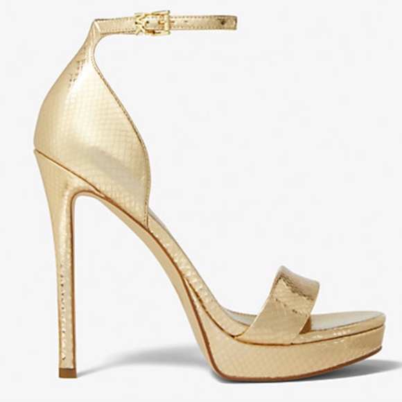 Jordyn Metallic Snake Embossed Leather Platform Sandal - Picture 2 of 9